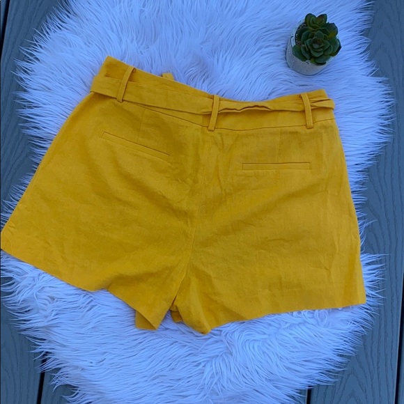 Ann Taylor yellow tie waist shorts - Picture 4 of 7